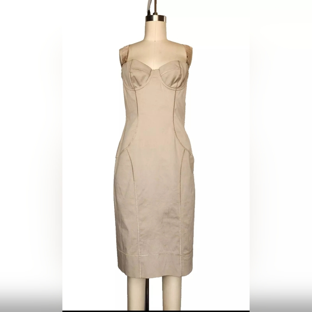 Dolce & Gabbana D&G Beige Bodycon Corset Dress Stretchy Cotton & SILK 42 M